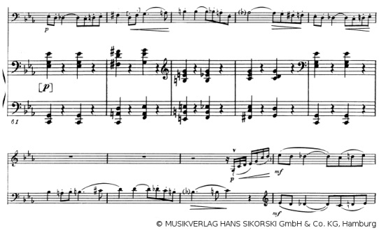 Schostakowitsch Klaviertrio op.8 ab Ziffer 4 (Cello-Thema) - © MUSIKVERLAG HANS SIKORSKI GmbH & Co. KG, Hamburg - Abdruck mit frdl. Genehmigung